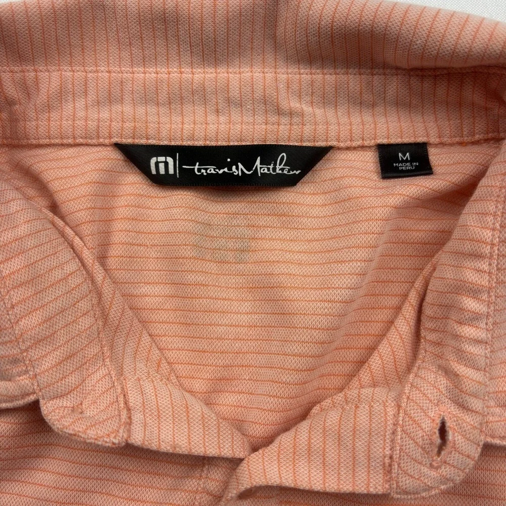 Travis Mathew Polo Shirt Mens Lg. Peach Pink Pima Cotton Performance Golf Luxury